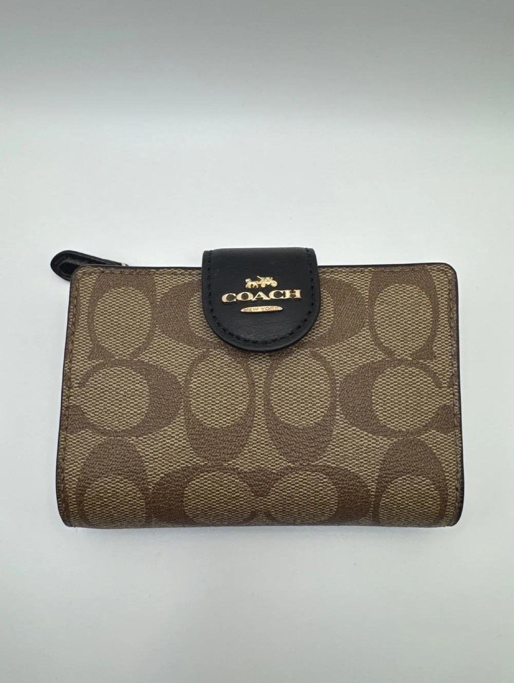 Coach Signature Canvas and Leather Wallet Brown